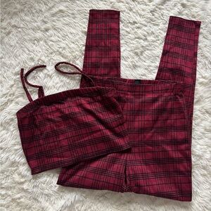 Forever 21 Burgundy Plaid Set